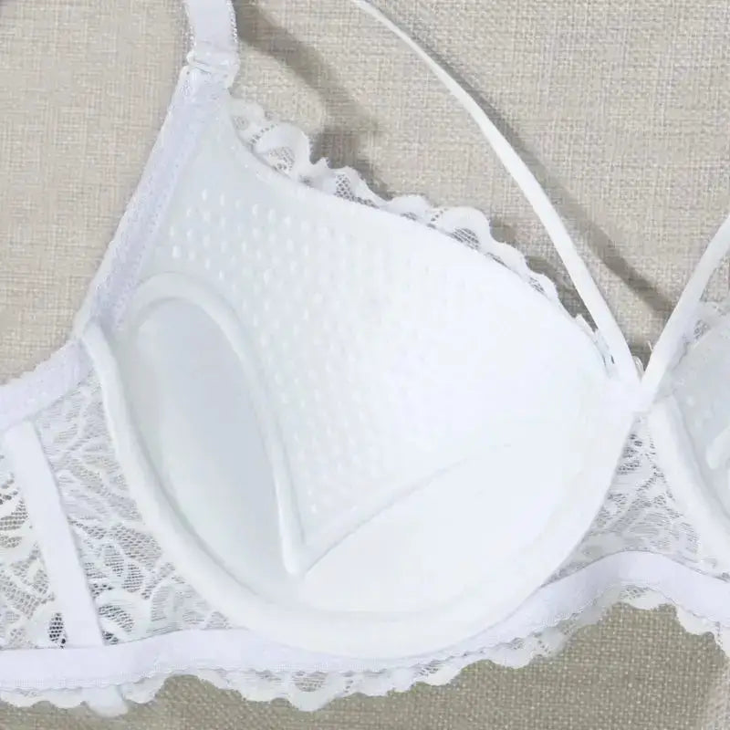 Beauwear Contrast Lace Push Up Bra Comfy Breathable Hollow Out Bra