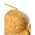 Beauwear Floral Bras for Women Push Up Bra Padded Bra Lace Underwear with wire Embroidered Lingerie 75B-90B