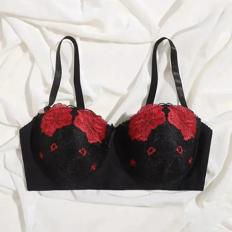 Beauwear Free Return Whole Sale Appliques Demi Bra for Woman Contrast Color Underwear Big Size 85C-110C Half Cup