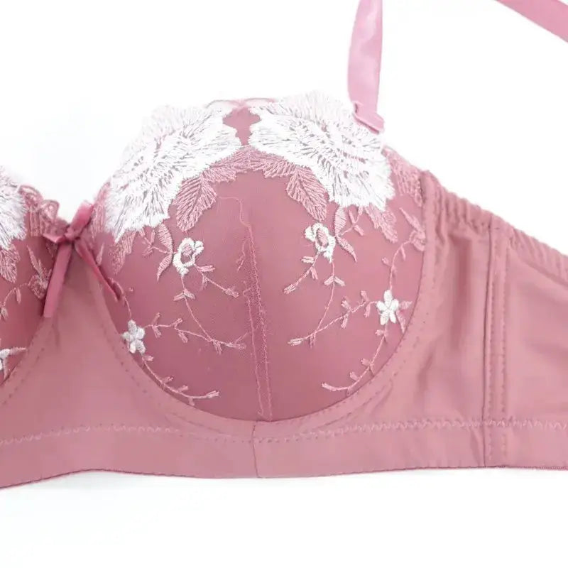Beauwear Free Return Whole Sale Appliques Demi Bra for Woman Contrast Color Underwear Big Size 85C-110C Half Cup