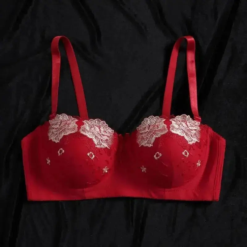 Beauwear Free Return Whole Sale Appliques Demi Bra for Woman Contrast Color Underwear Big Size 85C-110C Half Cup