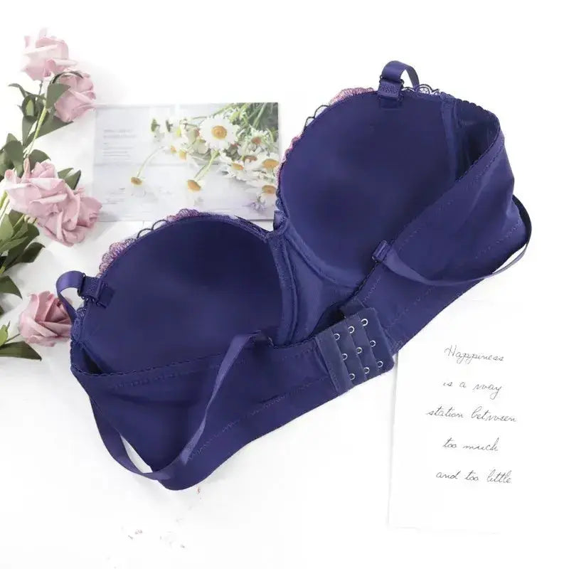 Beauwear Free Return Whole Sale Appliques Demi Bra for Woman Contrast Color Underwear Big Size 85C-110C Half Cup