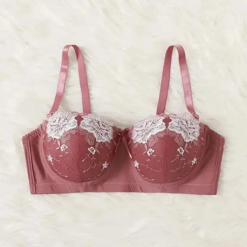 Beauwear Free Return Whole Sale Appliques Demi Bra for Woman Contrast Color Underwear Big Size 85C-110C Half Cup