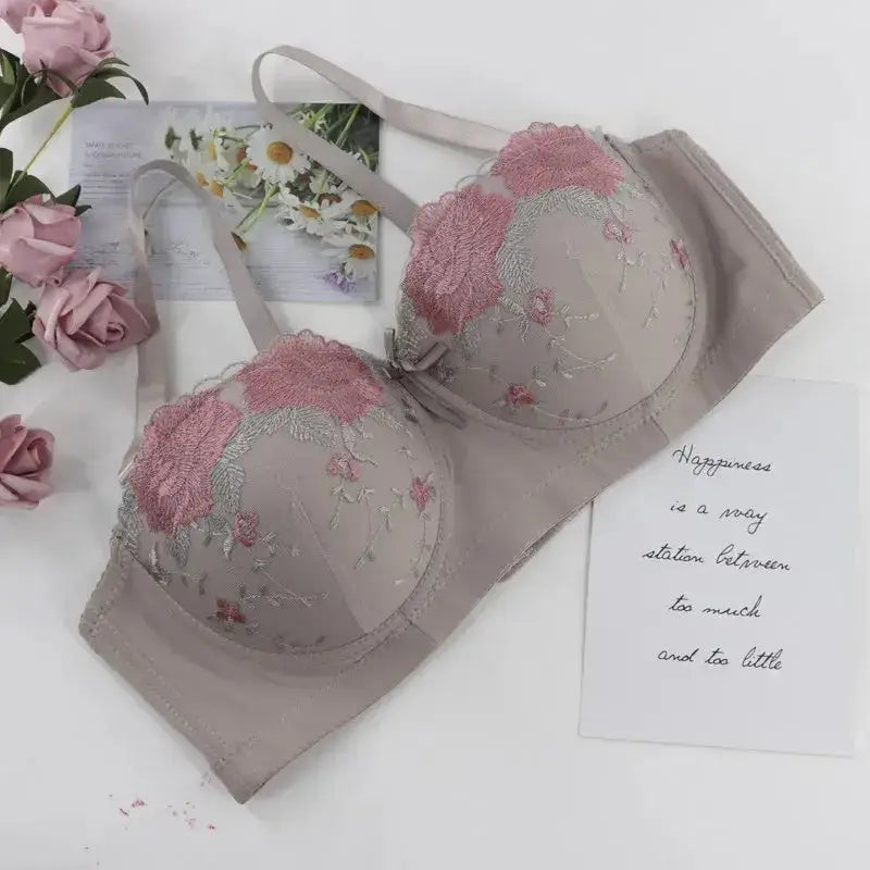Beauwear Free Return Whole Sale Appliques Demi Bra for Woman Contrast Color Underwear Big Size 85C-110C Half Cup
