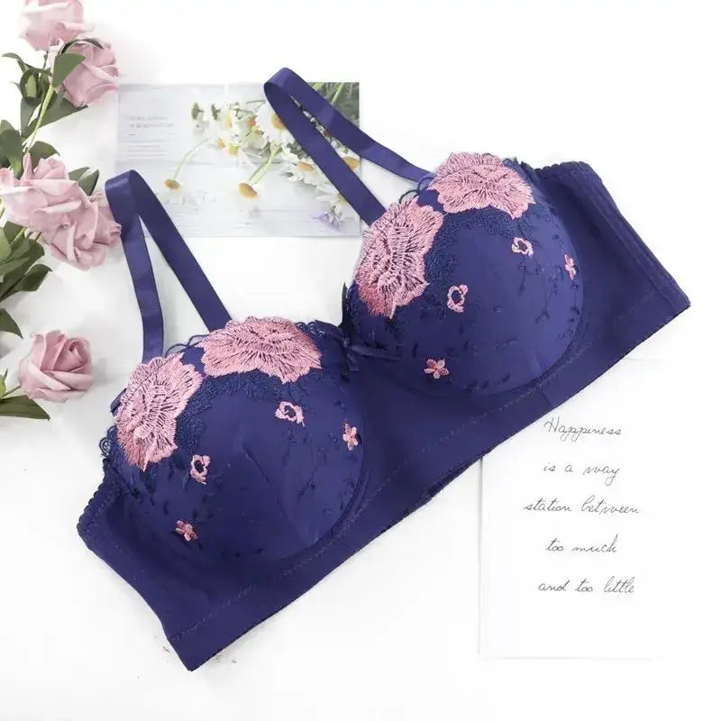 Beauwear Free Return Whole Sale Appliques Demi Bra for Woman Contrast Color Underwear Big Size 85C-110C Half Cup