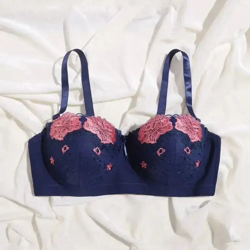 Beauwear Free Return Whole Sale Appliques Demi Bra for Woman Contrast Color Underwear Big Size 85C-110C Half Cup