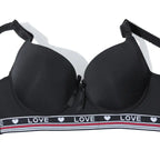 BEAUWEAR Letter Pattern Underwire Bras for Women Push Up Bra Smooth Underwear for T-shirt