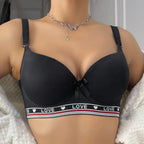 BEAUWEAR Letter Pattern Underwire Bras for Women Push Up Bra Smooth Underwear for T-shirt