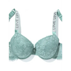 Beauwear Letter Straps Push Up Bra no Foam Comfy Breathable Floral Lace Everyday Bra with Wire