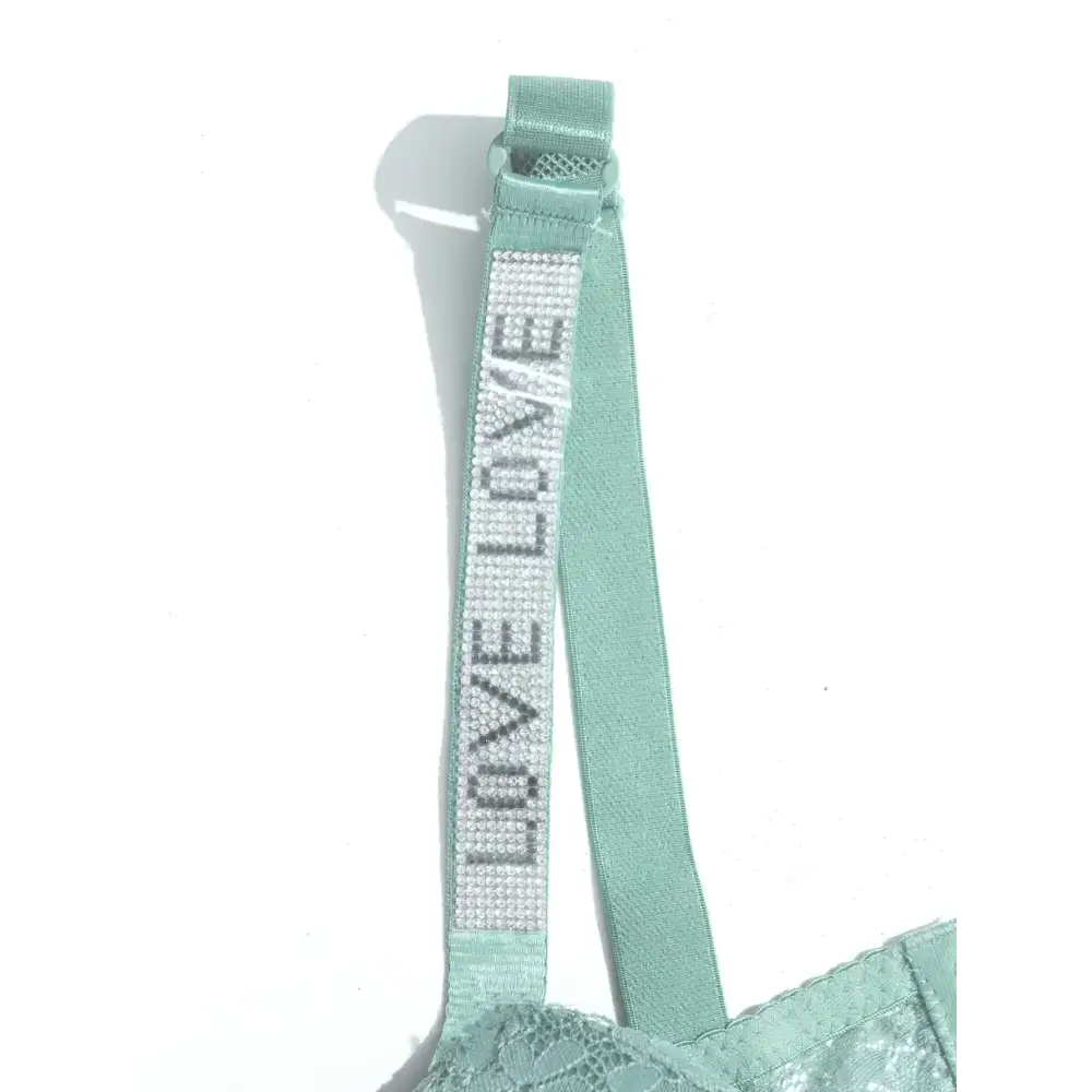 Beauwear Letter Straps Push Up Bra no Foam Comfy Breathable Floral Lace Everyday Bra with Wire