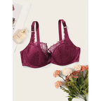 BEAUWEAR Plain Floral Lace Bra for Woman Plus Size Bra with Wire no Foam Full Cup Lingerie