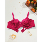 BEAUWEAR Plain Floral Lace Bras for Women Plus Size Lingerie Thin Unlined Bra with WIre 80E 85E 90E 95E 100E 105E