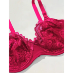 BEAUWEAR Plain Floral Lace Bras for Women Plus Size Lingerie Thin Unlined Bra with WIre 80E 85E 90E 95E 100E 105E