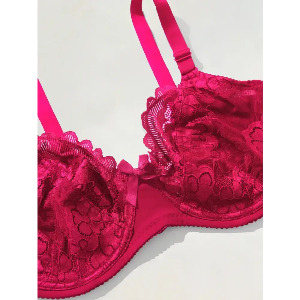 Plain Floral Lace Bras for Women Plus Size Lingerie Thin Unlined Bra with Wire Sizes 80E to 105E - The Lady's Haven Boutique