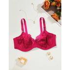 BEAUWEAR Plain Floral Lace Bras for Women Plus Size Lingerie Thin Unlined Bra with WIre 80E 85E 90E 95E 100E 105E