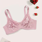 Beauwear Plus Size Sexy Bra Women’s Plus Solid Contrast Embroidery Lace Underwire Full Coverage Bra - Camel / 105C