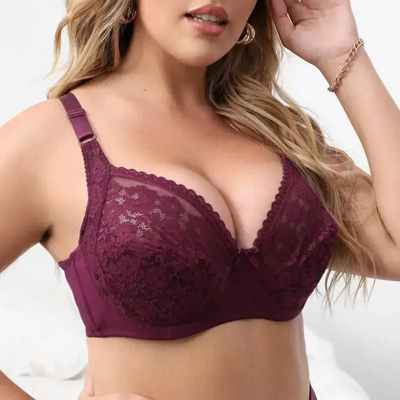 Beauwear Pure Color cotton bras for women underwire Bra with hoops full cup lace bralette 85D 90D 95D 100D 105D