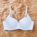 Beauwear Simple Solid T-Shirt Bra for Women Comfy Breathable Cut Out Push Up Bra with Foam - White / 95C