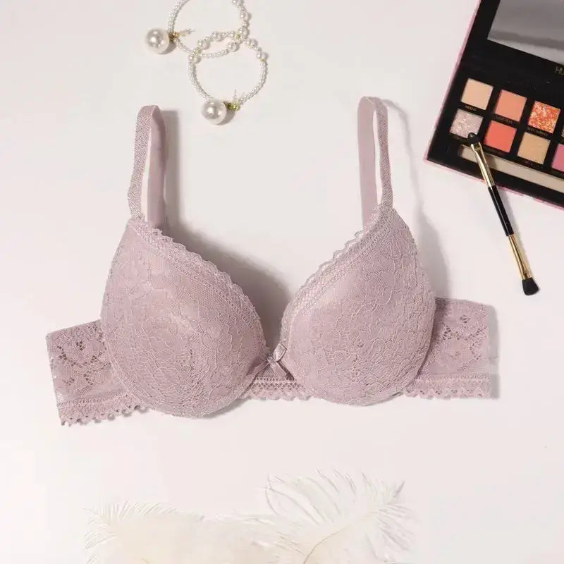 Beauwear Small Size Bras for Women Lace Molded Cup Bra with Wire No Pad 75B 80B 85B - Beige / 75B
