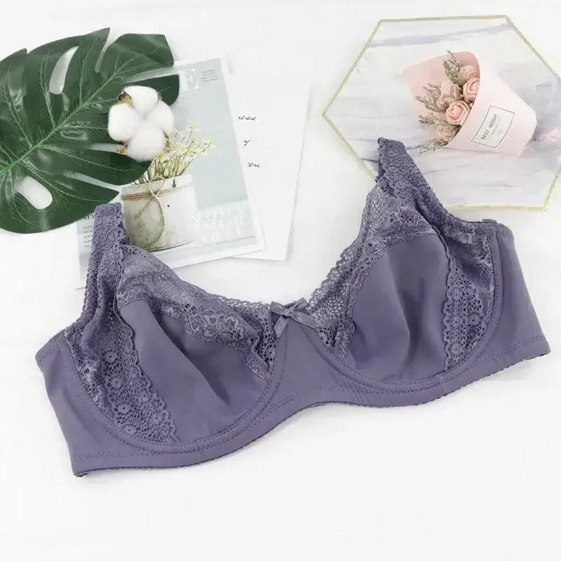Women Floral Lace Underwire Bra Sexy Lingerie Plus Size Bralette Large Cup 36-46 E - The Lady's Haven Boutique