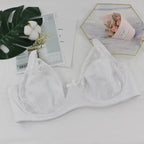Beauwear Women Floral Lace Bras Perspective Underwire Bra Sexy Lingerie Plus Size Bralette Large Cup 36-46 E - B17White