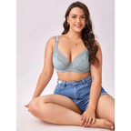 Beauwear Women Floral Lace Bras Perspective Underwire Bra Sexy Lingerie Plus Size Bralette Large Cup 36-46 E