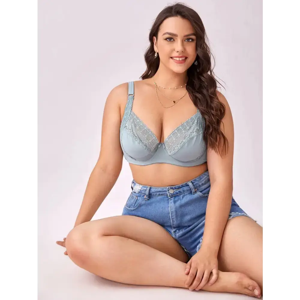 Women Floral Lace Underwire Bra Sexy Lingerie Plus Size Bralette Large Cup 36-46 E - The Lady's Haven Boutique