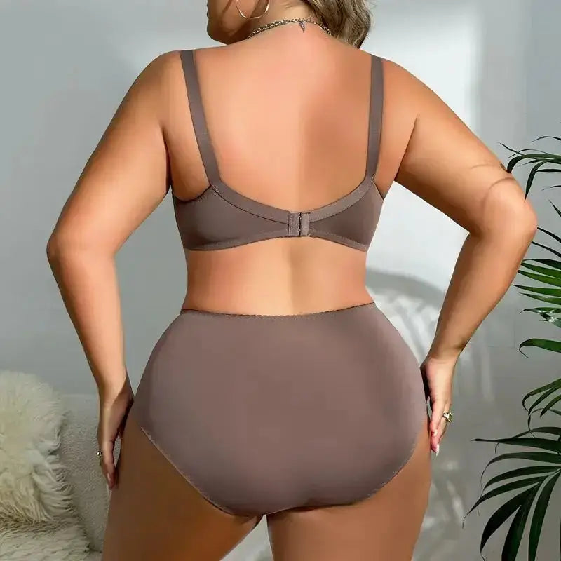 BEAUWEAR Women Plus Size Bra and Panty Set Floral Lace Underwear Set Ultrathin Unlined lingerie Set 85D 90D 95D 100D