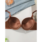 Brown thick padded bra for small breasts from The Lady's Haven Boutique with smooth underwire cups
