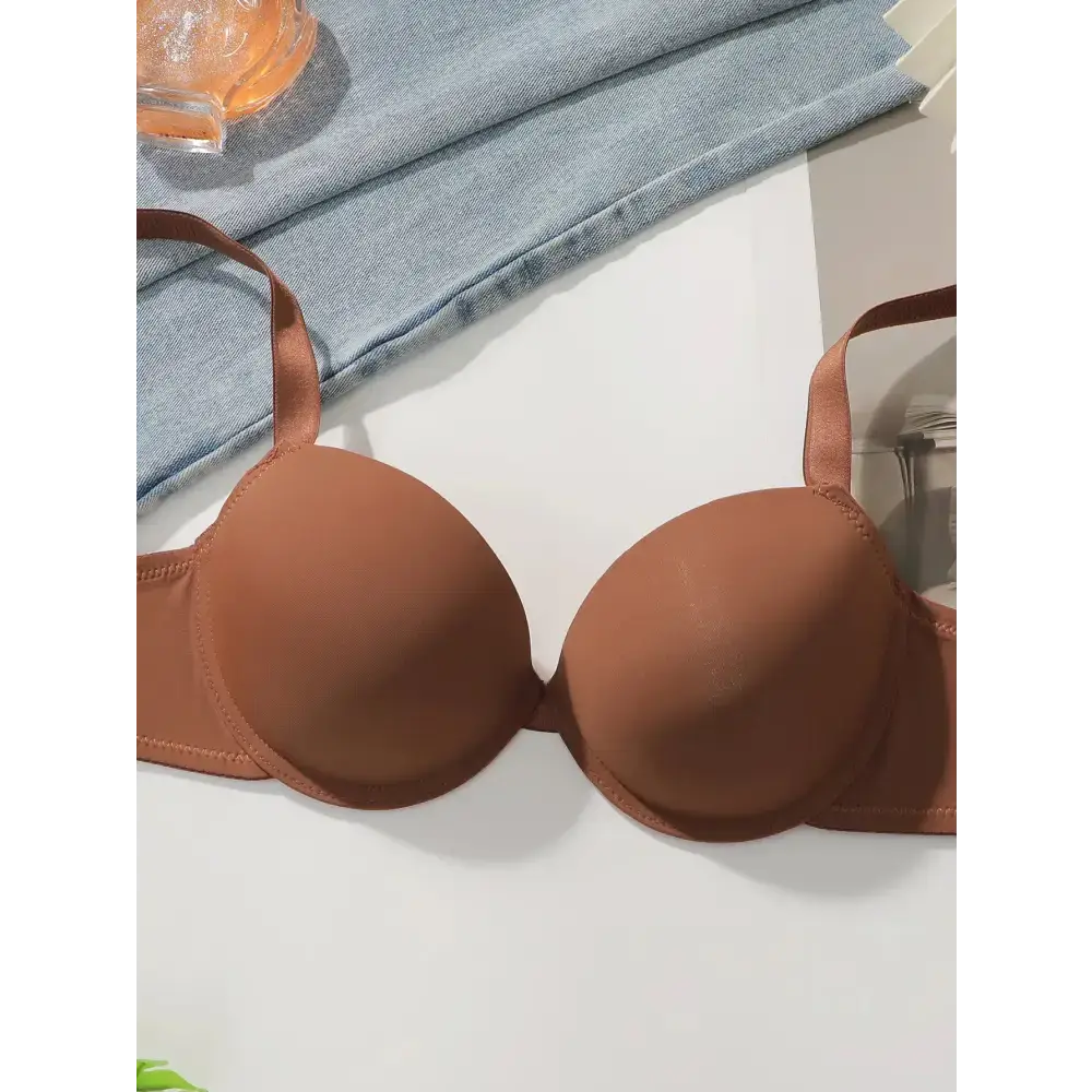 Brown thick padded bra for small breasts with adjustable straps from The Lady's Haven Boutique