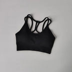 Black Strappy Breathable Sports Bra for Women with Comfortable Stretch Fit