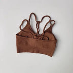 Stylish brown breathable sports bra for women with a comfortable and supportive design