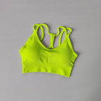Bright green breathable sports bra for women with a comfortable fit and stylish design