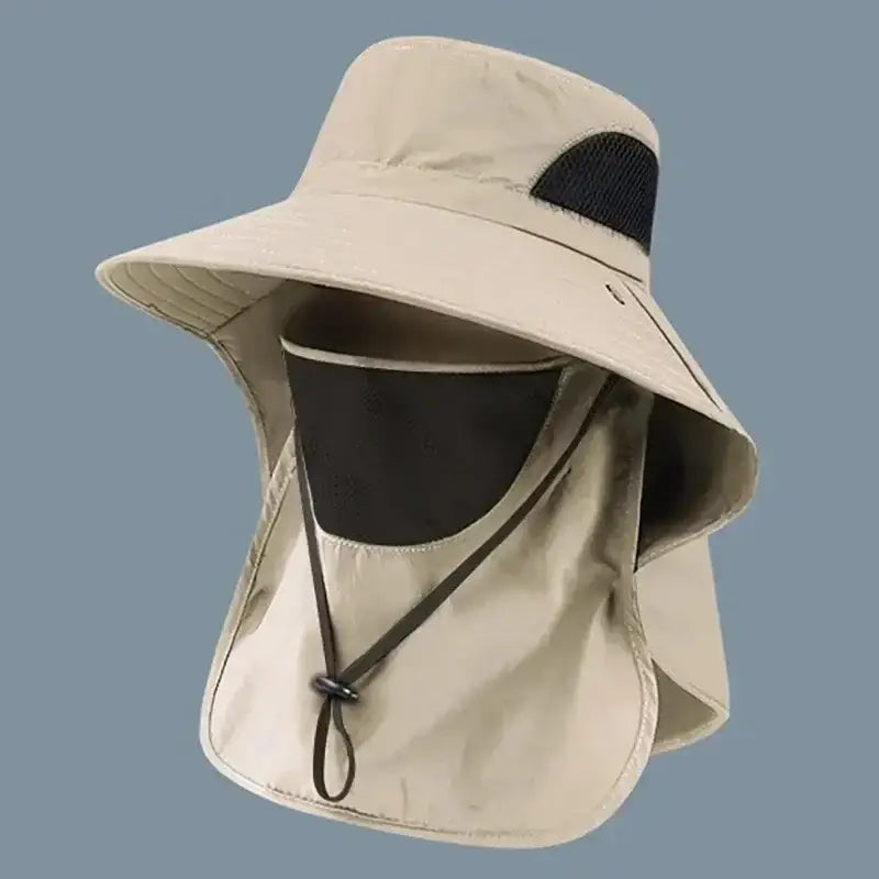 Breathable UV protection sun hat for women with removable neck flap and adjustable chin strap