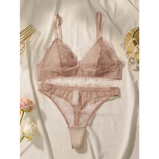 Brown Delicate Lace Intimate Set for Ladies - The Lady's Haven Boutique