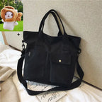 Stylish black casual canvas tote bag for women with multiple pockets for everyday use