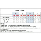 Size chart with measurements for casual mid waist short skirt in sizes XS to L from The Lady's Haven Boutique