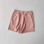 Light pink casual sports shorts for women with an elastic waistband and side pockets