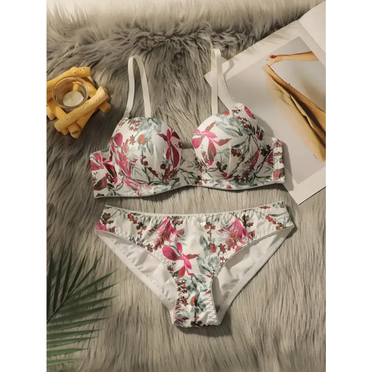 Close Fitting Floral Bra and Panty Set - The Lady's Haven Boutique