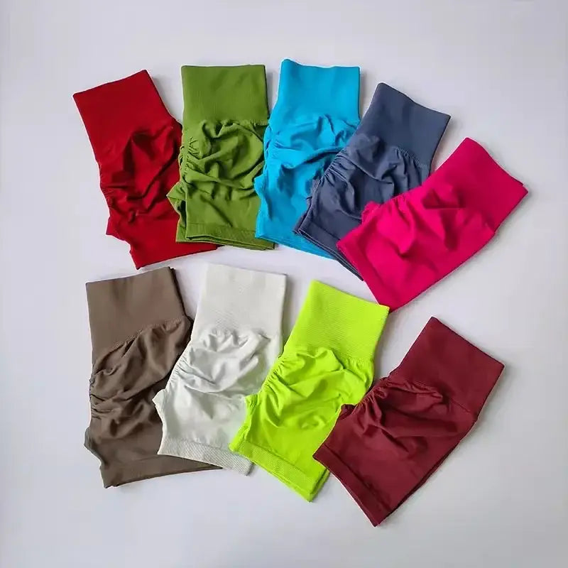 Colorful High-Waist Yoga Shorts Women - The Lady's Haven Boutique