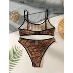 Comfortable animal print lingerie set with sheer fabric and black trim from The Lady's Haven Boutique