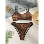 Comfortable animal print lingerie set with brown and black tiger stripes from The Lady's Haven Boutique