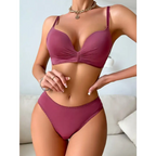 Comfortable daily ladies underwear set in mauve with padded bra and matching high-cut panties