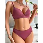 Comfortable daily ladies underwear set in mauve featuring a padded bra and matching panties