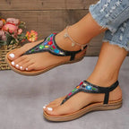 Comfortable flat beach flip flops with colorful gemstones from The Lady's Haven Boutique