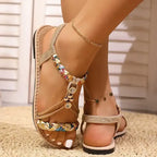 Comfortable ladies slides flat heel sandals with colorful braided straps from The Lady's Haven Boutique