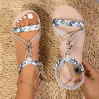 The Lady's Haven Boutique flat heel sandals featuring comfortable ladies slides with braided straps and decorative beads