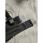 Comfortable steel ring lingerie for women black bra with adjustable straps and hook closure on soft gray fur