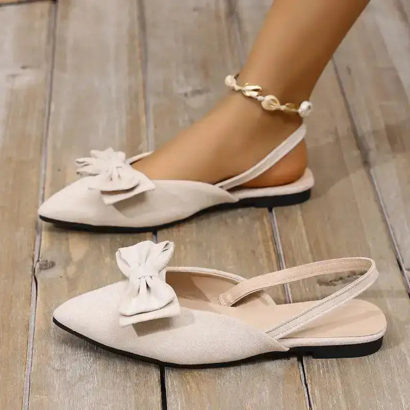 The Lady's Haven Boutique flat heel sandals with bow detail and comfortable summer pointed toe shoes design