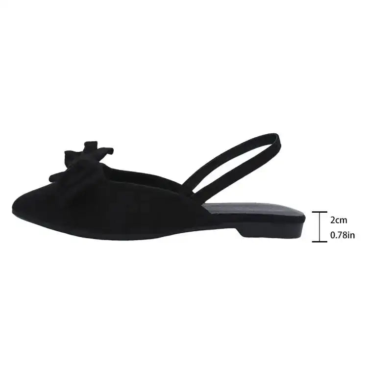 The Lady's Haven Boutique black flat heel sandals with bow detail comfortable summer pointed toe shoes